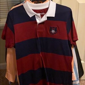 Blue and Red Striped Polo